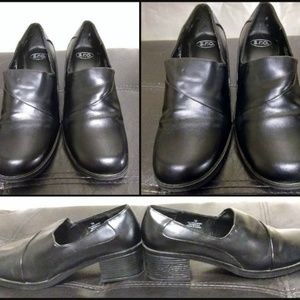 ✔️S.R.O Black Leather Clog Block Heel Shoes  Size 7